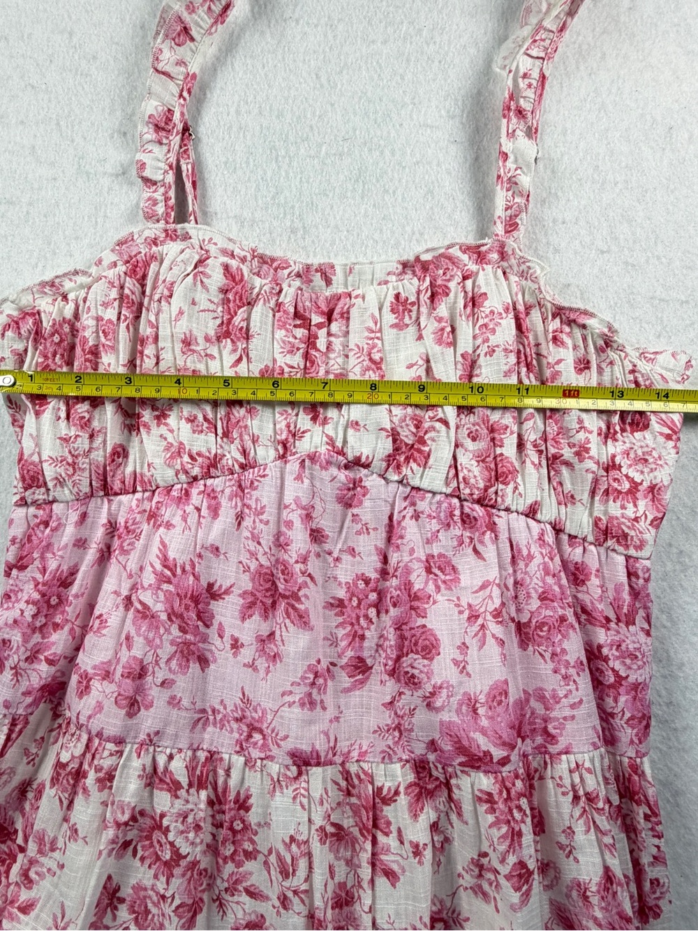 NWT Altar’d State Pink Floral Tiered Mini Dress Ruffle Strap Cottagecore Size S - Picture 7 of 12